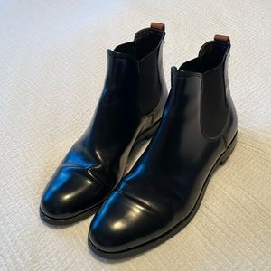 AGL black high shine leather Chelsea boots.